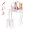 Costway Kids Vanity Table & Stool Set with Cute Polka Dot Print Tri-folding Mirror Drawer Pink&White/Light Pink&White/Pink&Black/Blue/Pink